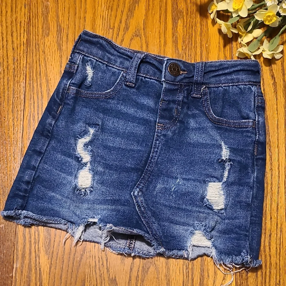 Justice Distressed High Rise Lined Denim Skirt - Girls 7